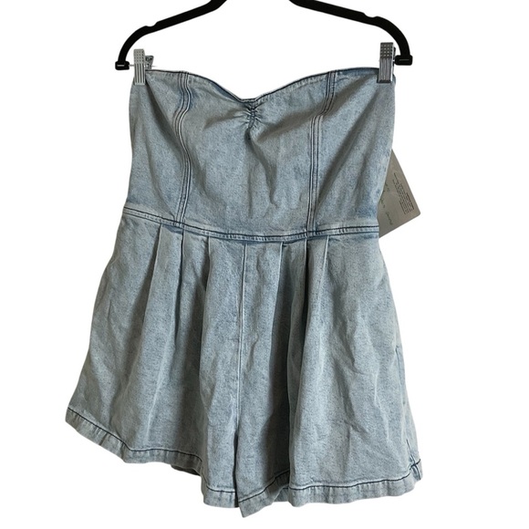 Good American Strapless Light Blue Denim Women’s romper size 2 - Picture 11 of 12